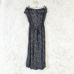 Blush J floral print ruffle frill strapless midi dress size small